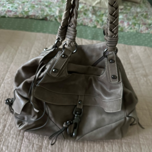 Designer Gray Structured Shoulder Bag with Metal Accents from Bloomingdale’s - Picture 15 of 16